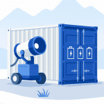 A blue container with a telescope on top.